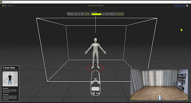 Puppet Mode workflow in MOVIN Studio allowing single-user capture