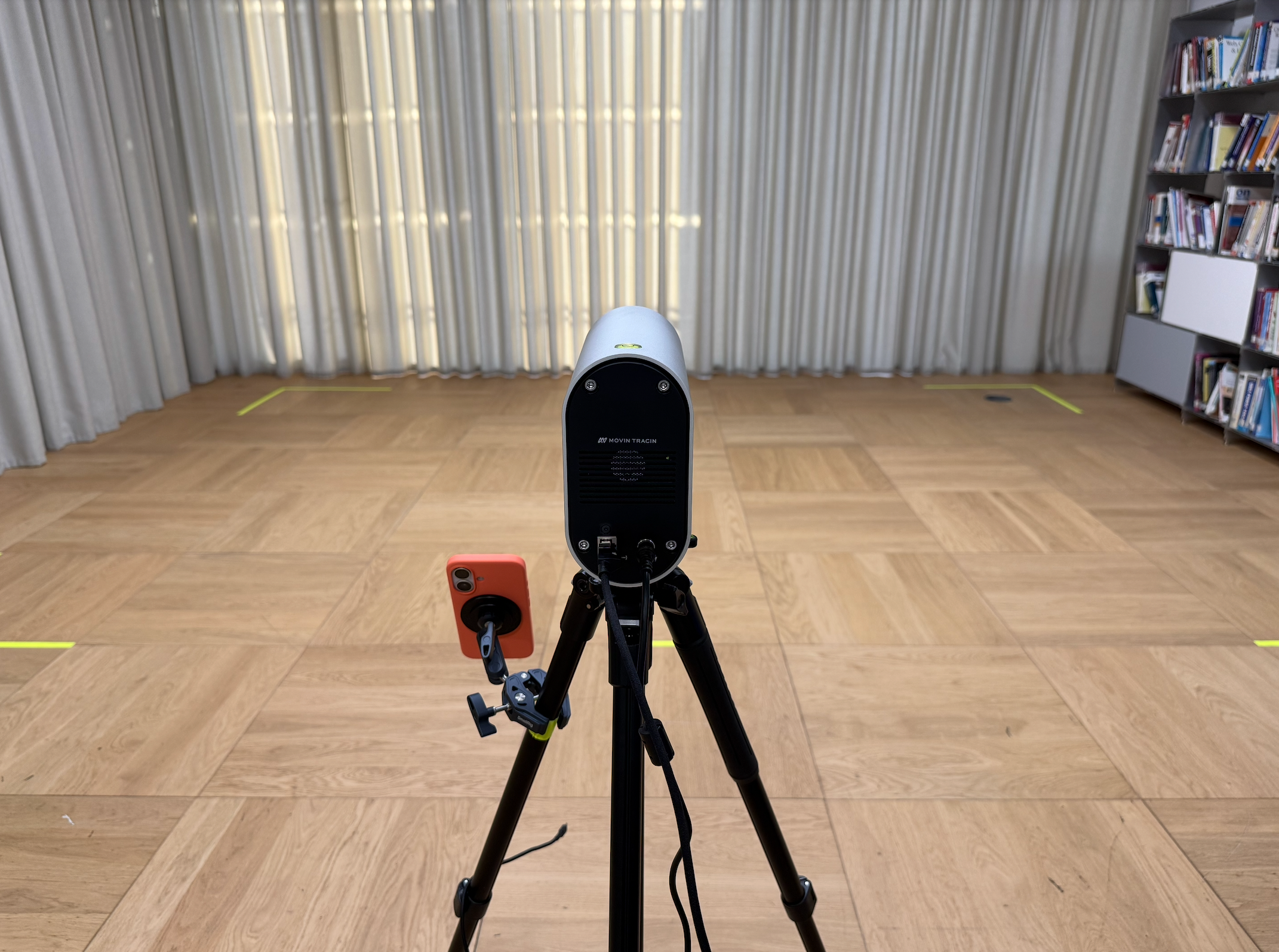 MOVIN Studio setup environment showing equipment layout and working area (Mocap Area)